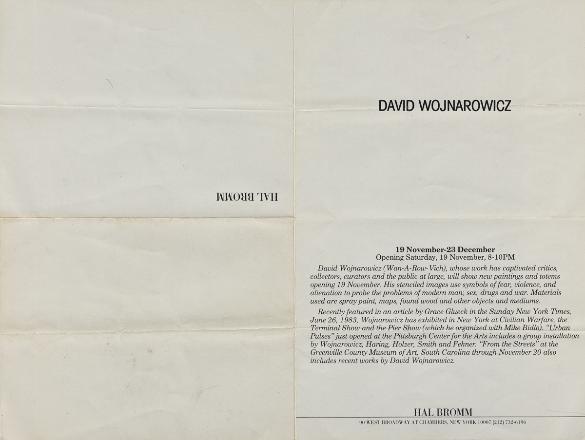 DAVID WOJNAROWICZ (1954-1992) [Exhibition cards and flyer]. Group of three.